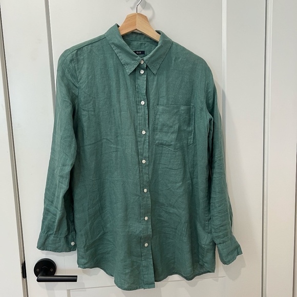 Emerald Green Gap 100% Linen Shirt - Picture 1 of 3